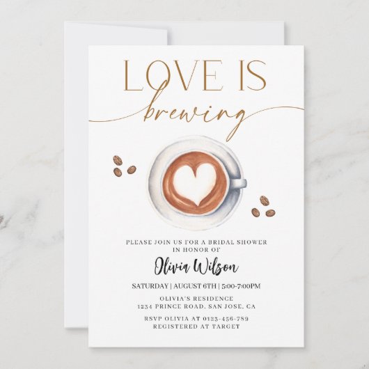 Liebe Braut Kaffee Bridal Dusche Einladung (Vorderseite)