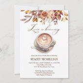 Liebe braut Kaffee fallen Brautparty Einladung (Vorderseite)