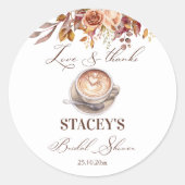 Liebe braut Kaffee fallen Brautparty Gefallen Runder Aufkleber (Vorderseite)