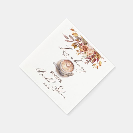 Liebe braut Kaffee fallen Brautparty Serviette (Ecke)