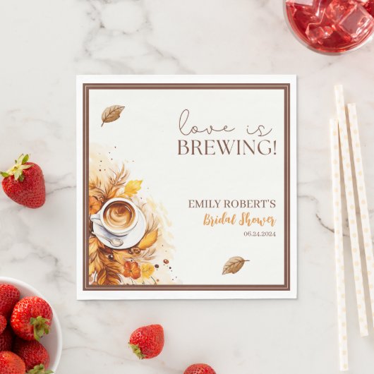 Liebe braut Kaffee gemütlich Herbst Brautparty Serviette (Beispiel)