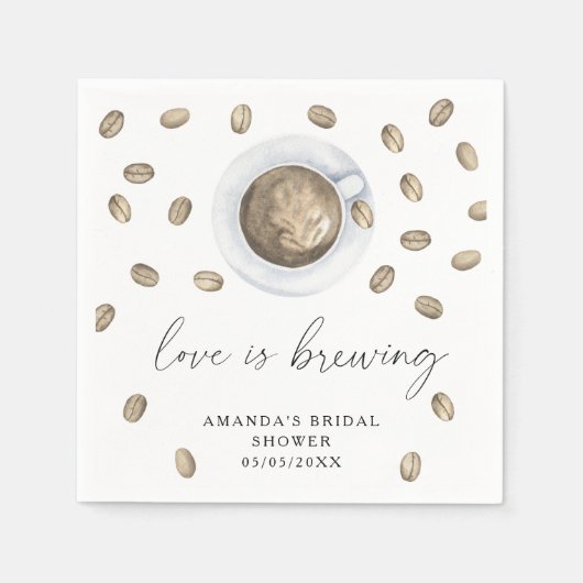 Liebe braut Kaffee Junggesellinnenabschied Serviette (Vorderseite)