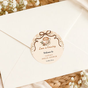 Liebe braut Kaffee Vintage Floral Custom Runder Aufkleber