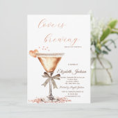 Liebe braut Martini Glitzer Tropfen Einladung (Stehend Vorderseite)