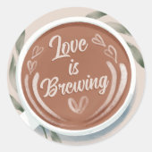 Liebe Braut Mocha Latte Coffee Couple Dusche Runder Aufkleber (Vorderseite)