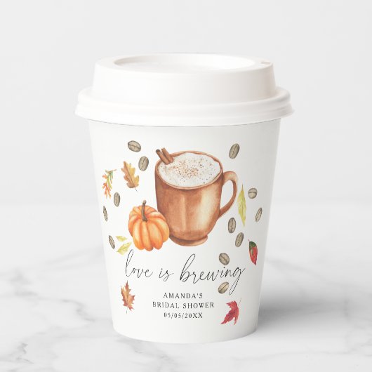 Liebe braut Pumpkin Coffee Brautparty Pappbecher (Vorderseite)