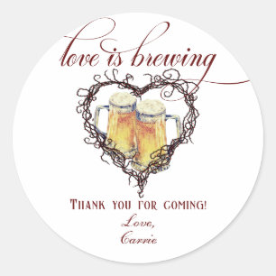 Liebe braut sich Gothic Heart Beer Brautparty Runder Aufkleber