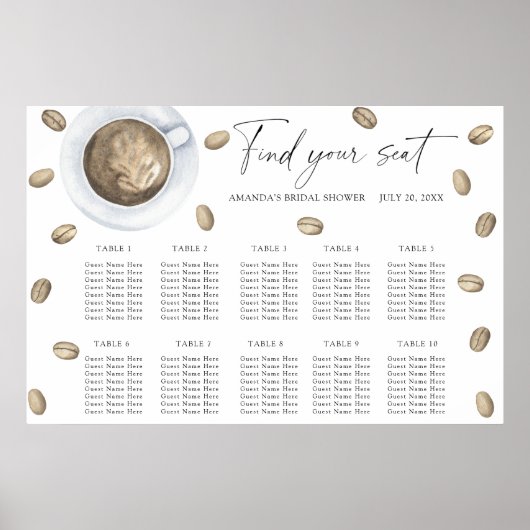 Liebe braut Sitzkarte für Hochzeiten Poster (Vorne)