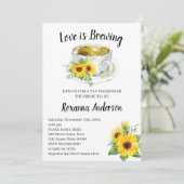 Liebe Braut Sonnenblumen Tee Brautparty Einladung (Stehend Vorderseite)