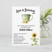 Liebe Braut Sonnenblumen Tee Brautparty Invit Einladung (Stehend Vorderseite)
