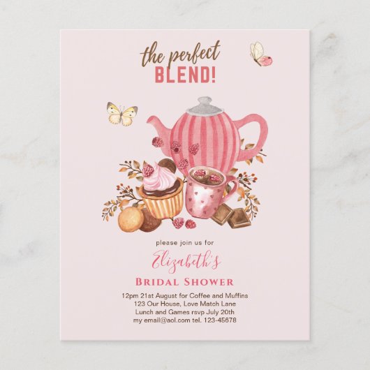 Liebe braut! Tea Party BIRTHDAY SHOWER lädt ein (Vorderseite)