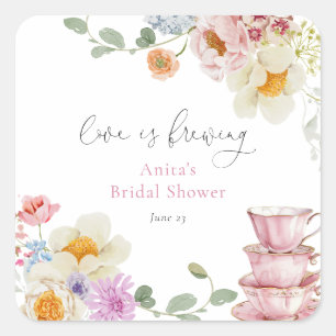 Liebe braut Wildflower-Tee Junggesellinnen-Abschie Quadratischer Aufkleber
