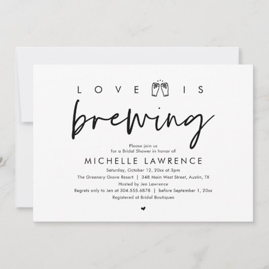 Liebe braut, wunderschönes Brautparty Bier Party Einladung (Vorderseite)