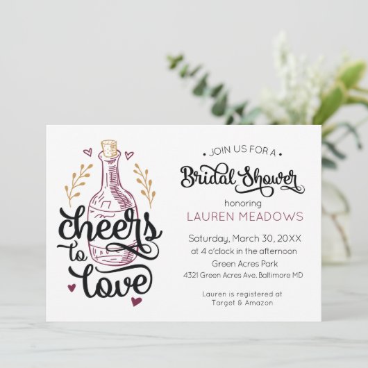 Liebe Brautdusche Einladung (Stehend Vorderseite)