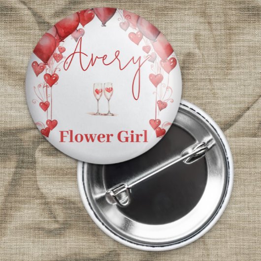 Liebe Brautparty Flower Girl Button