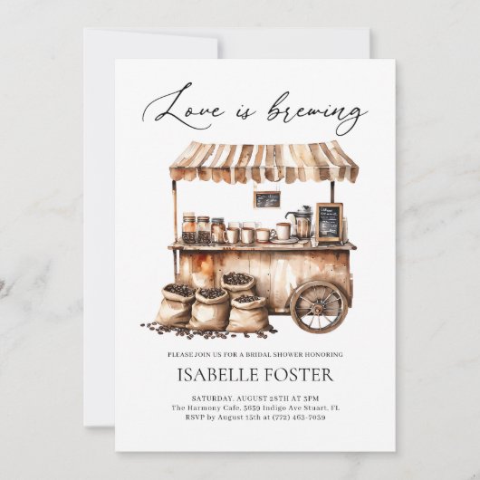 Liebe Brautparty Kaffee Rustikal Einladung (Vorderseite)