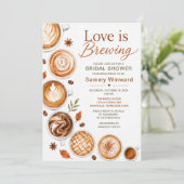 Liebe Brautparty mit Herbstkaffee Einladung (Stehend Vorderseite)