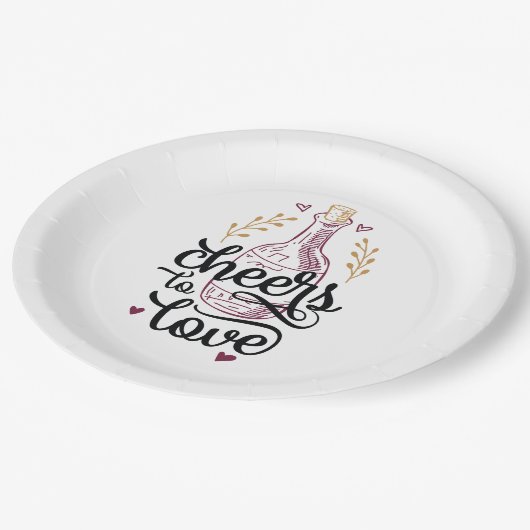 Liebe Brautparty Pappteller (Schrägansicht)