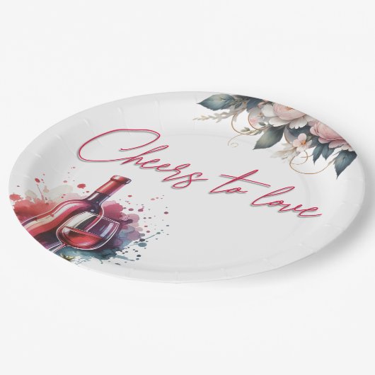 Liebe Brautparty Plate Pappteller (Schrägansicht)