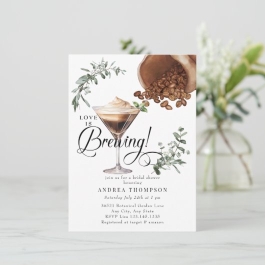 Liebe Brechen | Espresso | Martini | BRAUTPARTY Einladung (Stehend Vorderseite)