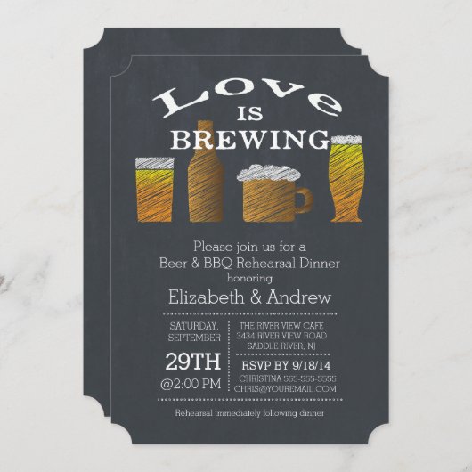 Liebe Brewing Barbecue Probe Dinner Einladung (Vorne/Hinten)