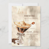Liebe Brewing Espresso Glitzer Tropfen Einladung (Vorderseite)