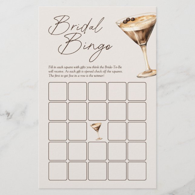 Liebe Brewing Espresso Martini Bridal Bingo Game (Vorderseite)
