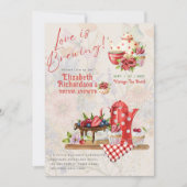 Liebe Brewing Retro Vintages Brautparty Tee Party Einladung (Vorderseite)