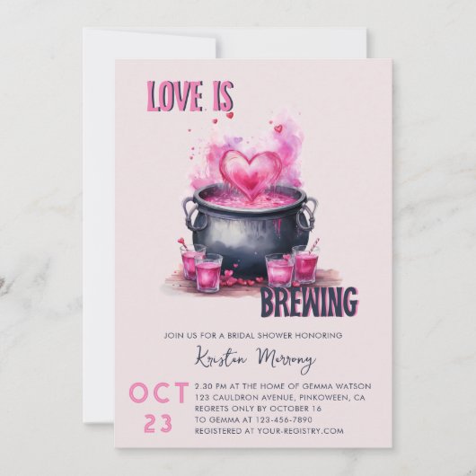 Liebe bricht Cauldron Tränke Brautparty Einladung (Vorderseite)