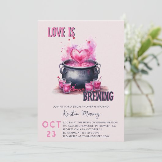 Liebe bricht Cauldron Tränke Brautparty Einladung (Stehend Vorderseite)