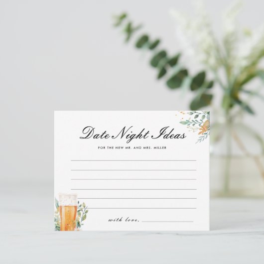 Liebe bricht Date Night Ideas Brautparty Begleitkarte (Stehend Vorderseite)