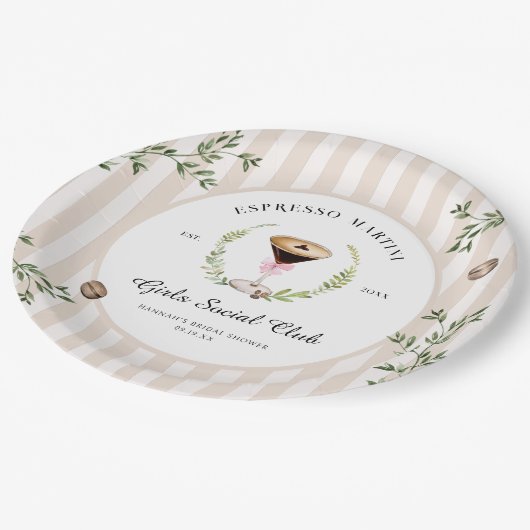 Liebe bricht | Espresso Martini Brautparty Pappteller (Schrägansicht)