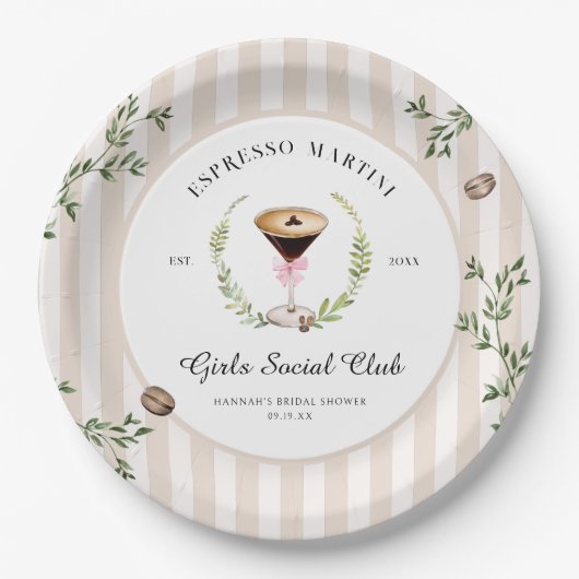 Liebe bricht | Espresso Martini Brautparty Pappteller (Vorderseite)