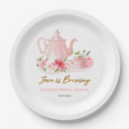 Liebe bricht | Gilded Pink Brautparty Pappteller (Vorderseite)