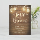 Liebe bricht GRILLEN Probe Brautparty Holz Einladung (Stehend Vorderseite)