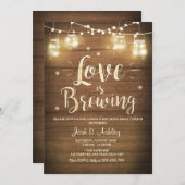 Liebe bricht GRILLEN Probe Brautparty Holz Einladung (Vorne/Hinten)