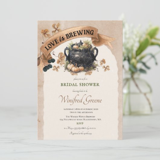 Liebe bricht Halloween-Brautparty Einladung (Stehend Vorderseite)