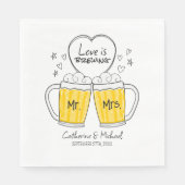 Liebe bricht handgezeichnete Bierbrille Hochzeit Serviette (Vorderseite)