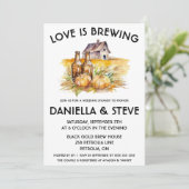 Liebe bricht Herbst, Bier Themed Brautparty Einladung (Stehend Vorderseite)