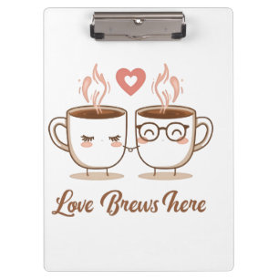 Liebe bricht hier - Niedliches romantisches Kaffee Klemmbrett