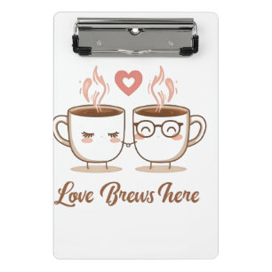 Liebe bricht hier - Niedliches romantisches Kaffee Mini Klemmbrett