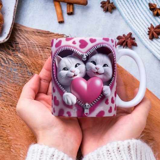 Liebe bricht hier: Valentinstag Edition Zweifarbige Tasse