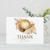 Liebe bricht Kaffee Brautparty Danke Einladung (Stehend Vorderseite)