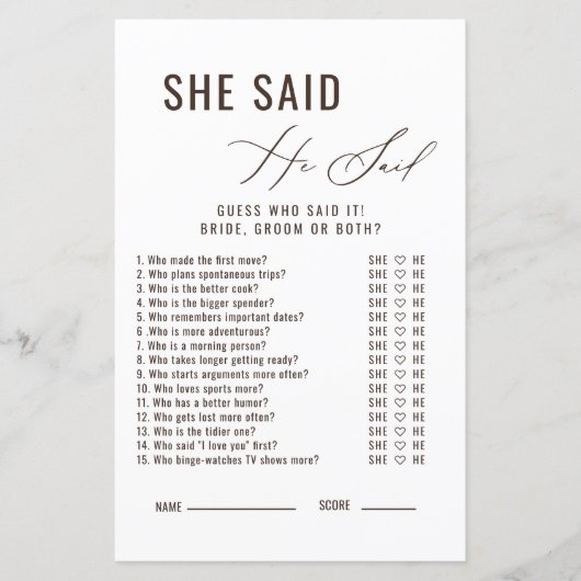 Liebe bricht, sagte sie sagte, Bridal Game (Vorderseite)