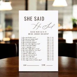 Liebe bricht, sagte sie sagte, Bridal Game