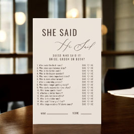 Liebe bricht, sagte sie sagte, Bridal Game