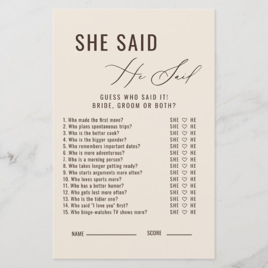 Liebe bricht, sagte sie sagte, Bridal Game (Vorderseite)