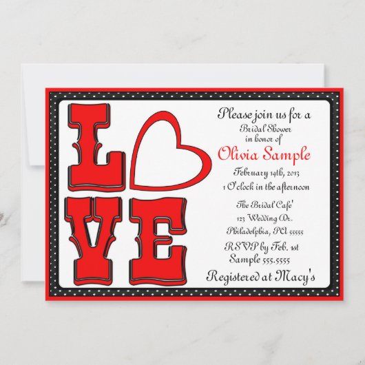 Liebe Bridal Dusche Einladung (Vorderseite)