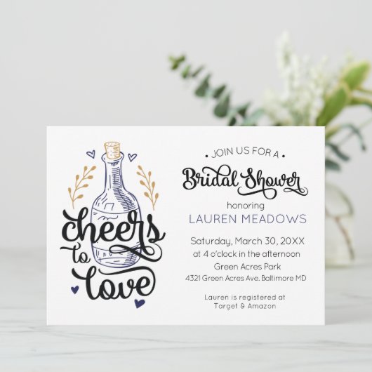 Liebe Bridal Dusche Einladung (Stehend Vorderseite)