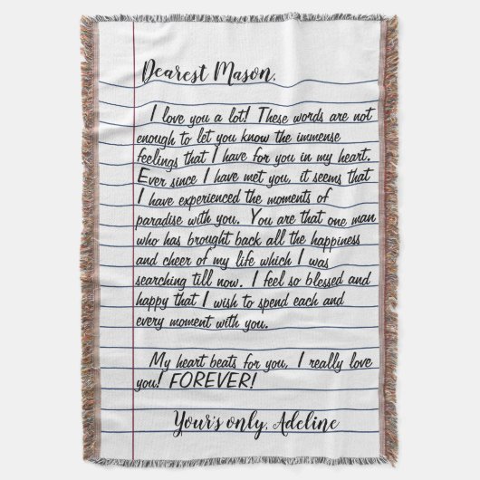 Liebe Brief Geschenk Ehemann Ehefrau für Ihm Blank Decke (Vorderseite Vertikal)